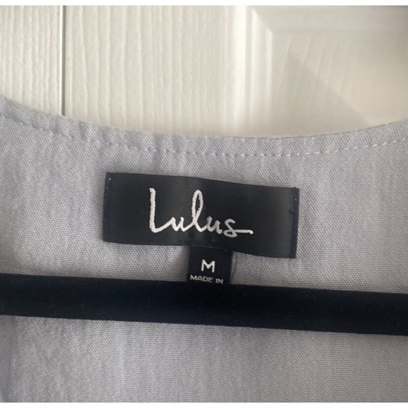 Lulu's Womens Medium Seas The Day Light Blue Dress Tie Front Peek Mini - Picture 3 of 3